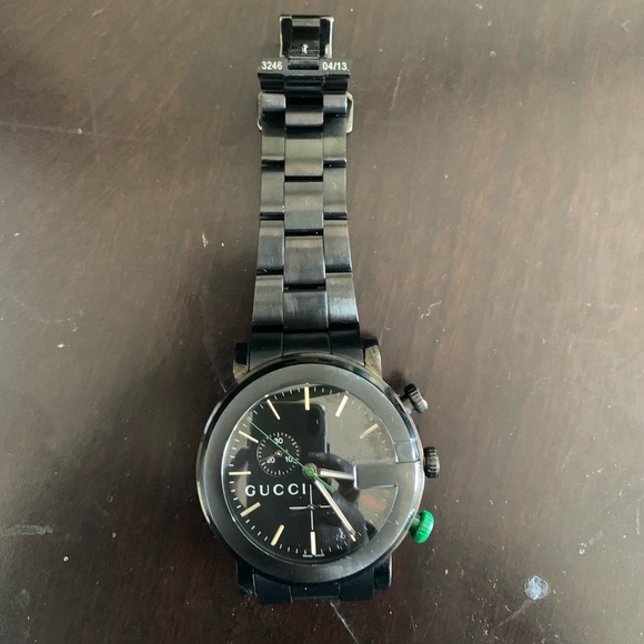 Slightly Worn Gucci Men's G-Chrono Chronograph Black Stainless Steel Watch - Picture 1 of 10